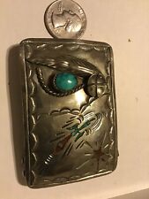 W.  ( Willie ) Nezzie  Sterling Silver Turquoise/ Coral Inlay Belt Buckle Birds picture