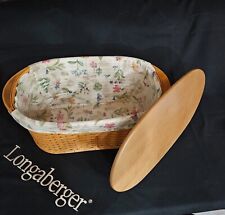 Longaberger 2001 HTF Work Load Basket, Large, WoodCrafts Lid, Botanical Liner picture