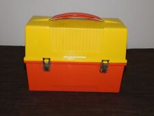 VINTAGE ALADDIN YELLOW ORANGE PLASTIC LUNCHBOX LUNCH PAIL  W/ THERMOS picture