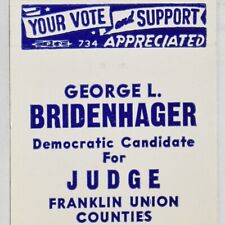 1960s George L Bridenhager Franklin Union County Judge Democratic Party Indiana picture