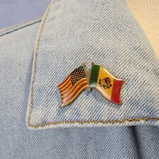 Vintage USA Flag Mexico Pin Enameled Pinback United States Mexican picture