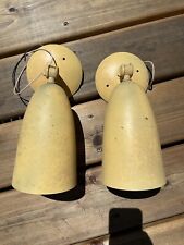 Vintage Mid Century Modern Metal Wall Lights Swivel Cone Fixture Sconce Pair X2 picture
