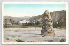 Yellowstone National Park~Liberty Cap With Mammoth Hotel Bldg In Bkgd~Vintage PC picture
