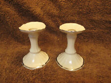 Pair Of Lenox Made In The USA Candlestick Holders 24K Gold Trim 4 1/4 Inch Tall picture