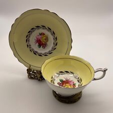 Paragon Tea Cup And Saucer Yellow White Floral Gold Leaves Trim Double Warranted picture