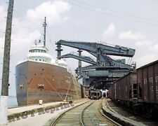 EAS Clarke Steamship & Hulett Ore Unloader Cleveland Ohio 1943  8x10 Photo picture