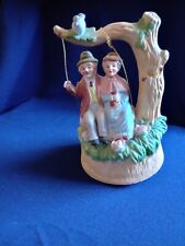 Vintage MSR Imports Elderly Couple On Swing . Porcelain Music Box picture