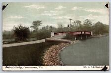 Oconomowoc Wisconsin~Skelleys Bridge Over Waterway~FF Esser Vintage Postcard picture