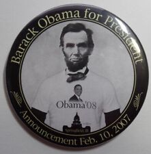 2/10/2007 Barack Obama for President Announcement Pin Abe Lincoln in a T-shirt picture