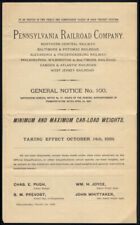 Pennsylvania Railroad Minimum / Maximum Car-Load Weights Notice 10/1 1889 picture