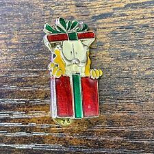 Garfield Christmas Box 3D Lapel Pin Double Post W/Pinback 1.5” picture