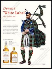 1949 Clan Leslie tartan bagpipes piper art Dewar's Scotch vintage print ad picture