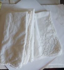 Set of 8 Vintage White Cotton Fabric DINNER NAPKINS Large 15