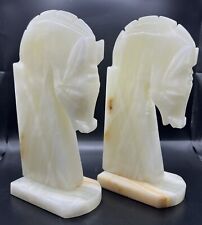 Vintage Trojan Horse Onyx Carved Bookends - Set of 2 picture
