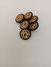 Lot Of 6 Dior Shank Button, 18mm, Black & Gold Designer Button picture