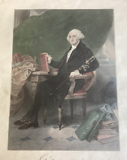 Antique 1863 Johnson, Fry & Co. George Washington Hand Colored Engraving Print picture