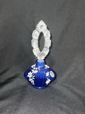 VINTAGE FENTON PERFUME BOTTLE WITH STOPPER ARTIST SIGNED Blue W Painted Flowers picture