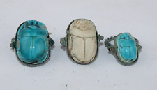 3 RARE ANCIENT EGYPTIAN PHARAONIC KINGDOM ANTIQUE RING SCARAB (NM) picture