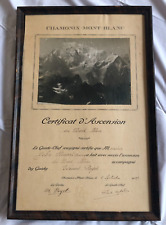 Chamonix Mont Blanc Certificate Ascension Vintage 1927 Swiss Alps Mountain Climb picture