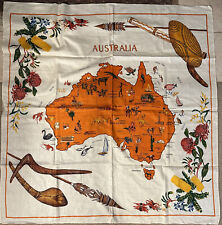 Vintage Australia Map Tablecloth Tapestry Wall Hanging Souvenir Linen/Cotton picture