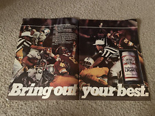 Vintage 1983 BUDWEISER BUD LIGHT BEER CAN Poster Print Ad 1980s FOOTBALL picture