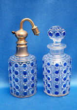 Rare antique Baccarat BLUE CABOCHON Perfume Atomizer+Bottle Diamants Pierreries picture