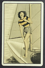 Pretty Lady Boat Vintage Single Swap Playing Card Jack Spades picture