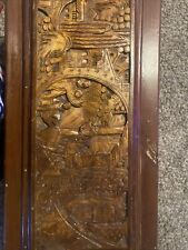 Antique Chinese/Japanese Warriors Wood Beautiful Carving Asian Trunk ?? picture