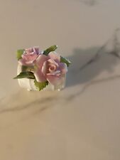 Lefton Bone China tiny barrel with pale pink roses porcelain picture