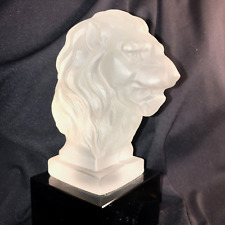 Beautiful Frosted Glass Lion's Head on Black Marble Base - REDUCED picture