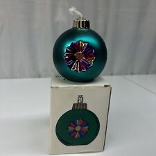 Vtg Department 56 Glass Christmas Indent Ball Ornament Oil Lamp Green Taiwan NIB picture