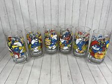 PEYO - SMURFS - 1983 - Complete Set of 6 - Collectible Drinking Glasses picture