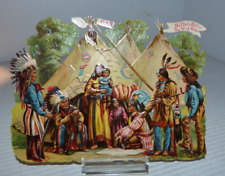 Antique  Buffalo Bill Wild West Show Diecut Card Native American Tepee picture