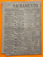 SACRAMENTO DAILY UNION : AUGUST 1871 VINTAGE PAPER POST CIVIL WAR ERA picture