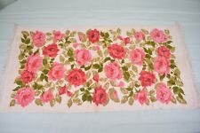 Vintage Cannon Cotton Pink Rose Motif Bath Towel with Fringe Made in USA 21X43