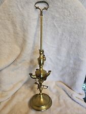 ANTIQUE ORIGINAL Late 1800's BRASS 4 WICK WHALE OIL LAMP 21 INCHES TALL EXT RARE picture