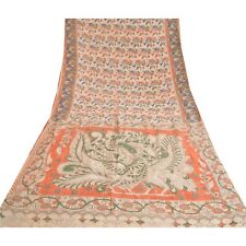Sanskriti Vintage Ivory Sarees 100% Pure Cotton Handmade Kalamkari Sari Fabric picture