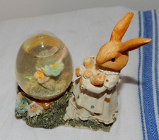 Vintage Girl Bunny Snow Globe Figurine Easter Bunny Easter picture