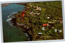 Kailua-Kona HI-Hawaii, Aerial Town View, Harbor, Hotels, Church Vintage Postcard picture