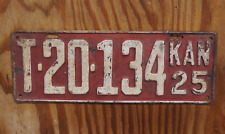 1925 Red Kansas Truck License Plate - Original Paint picture