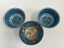 3 Juzan Gama Japanese Kutani Porcelain Bowls picture