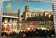 Vintage Continental Postcard - Swans at Jeronimos Monastery in Lisbon, Portugal picture