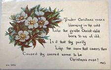 Antique Christmas Roses Handcrafted Postcard with Poem picture