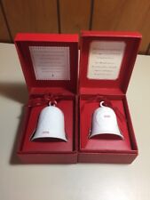 Hallmark Happy Holidays 2007 2008 Porcelain Bell Ornaments In Box picture