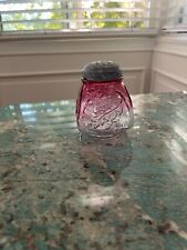ANTIQUE VICTORIAN CRANBERRY GLASS SUGAR SHAKER MUFFINEER with metal top picture