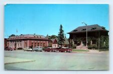 Postcard MI Ludington Post Office & Library Photo View Vtg Old Cars L10 picture