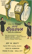 1930s Oklahoma City Bulova Watch Advertising Jeff Beaty Jeweler Postcard picture
