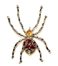 Christmas Holiday Spider Ornament Amber Rhinestone Silver picture