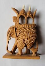 Vintage Hand Carved Elephant SandalWood Mysore Dasara Figurine with Howdah picture