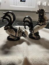 Black And White Vintage Ceramic Roosters picture